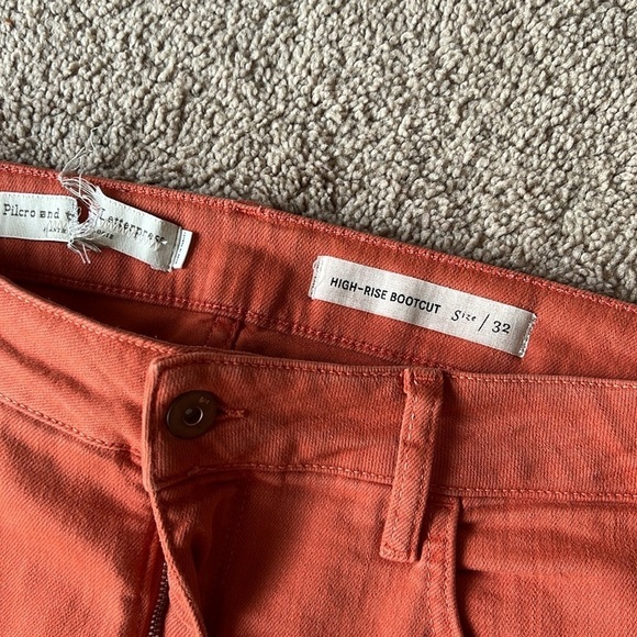 Pilcro Anthropologie High Rise Bootcut Orange Stretch Jeans - Picture 6 of 9